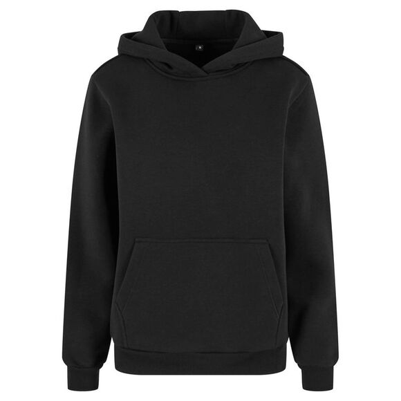 Build Your Brand Womens/Ladies Fluffy Hoodie / Black